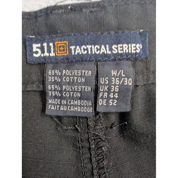 5.11 Tactical Series Pants Mens 36x30 Black Cargo Ripstop Polyester Hiking Work - Picture 12 of 13